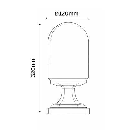 Technical drawing of a cylindrical object with dimensions labeled