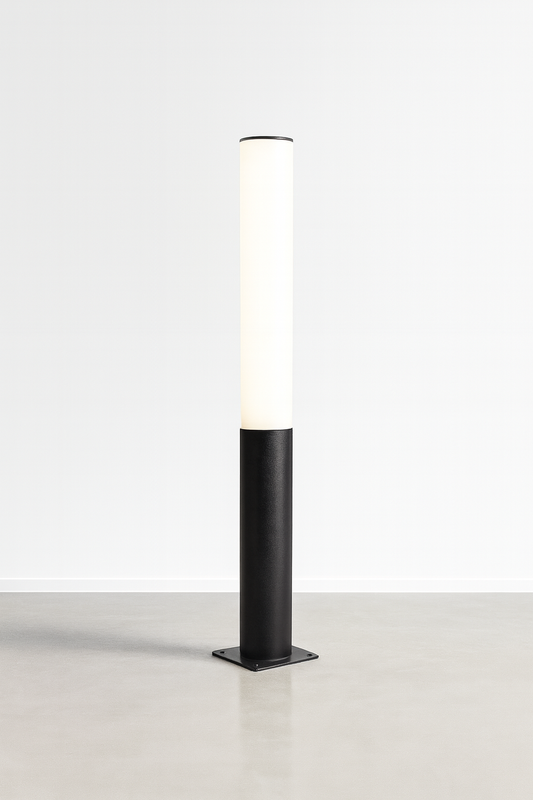 Black outdoor lamp post with COB/SMD lamp