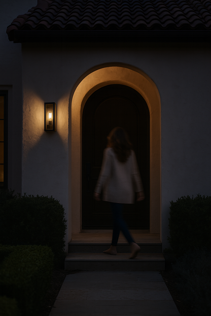 Mounted wall light with clear glass and E27 base lamp