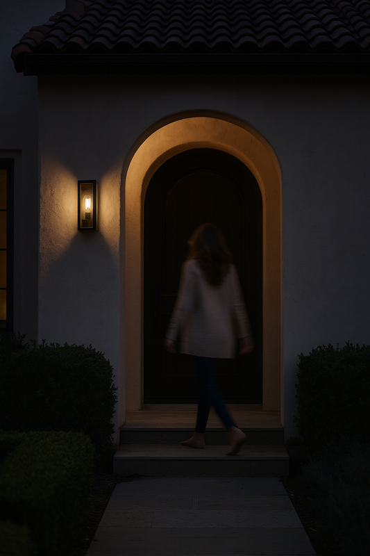 Mounted wall light with clear glass and E27 base lamp