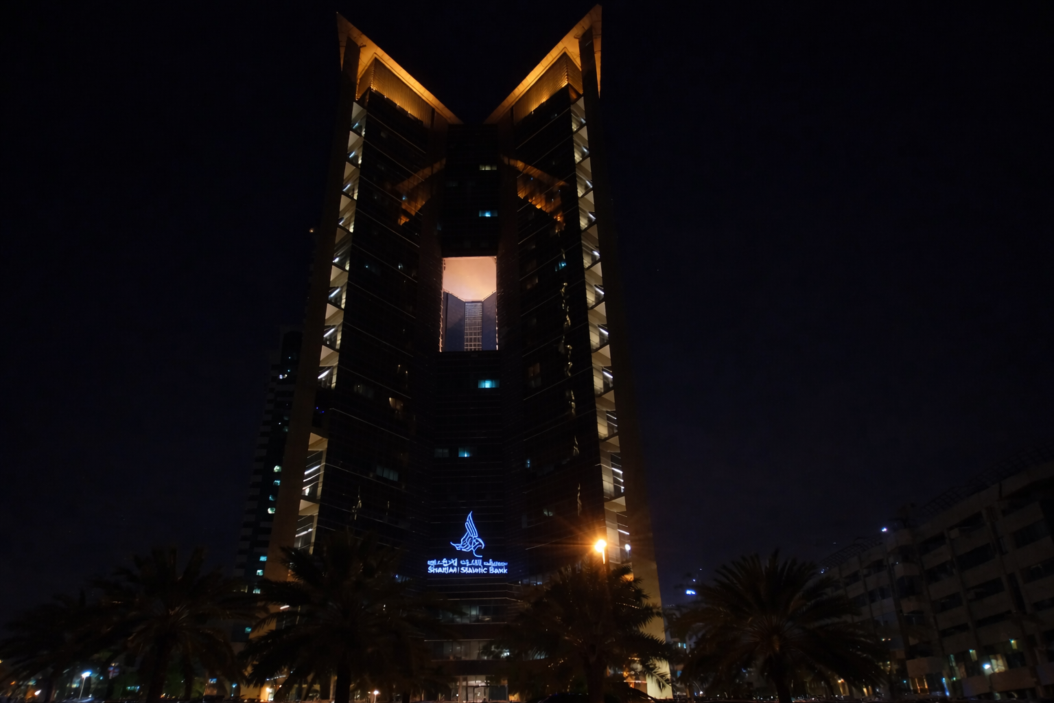 Shaarjah islamic bank HQ lighting at Sharjah, UAE